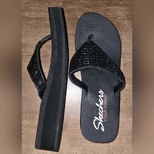 Black Sketcher Sandals